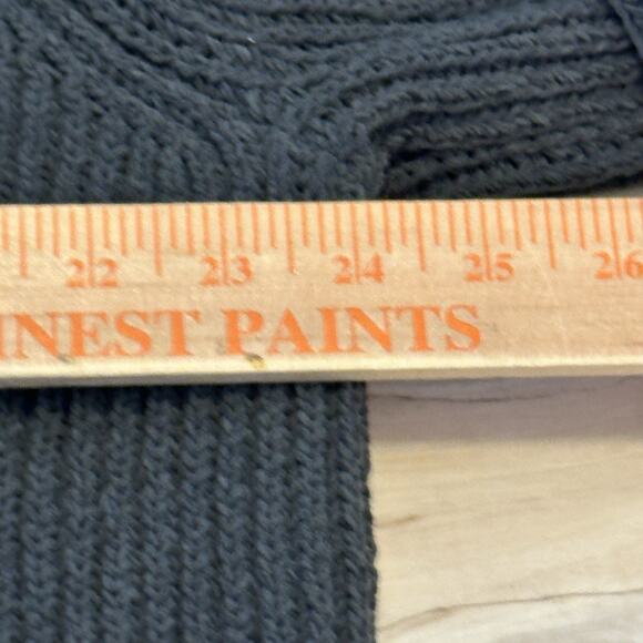 Aerie Women Med Sweater Knit Collared V Neck Oversized Charcoal Gray Ivy Prep - Picture 6 of 7